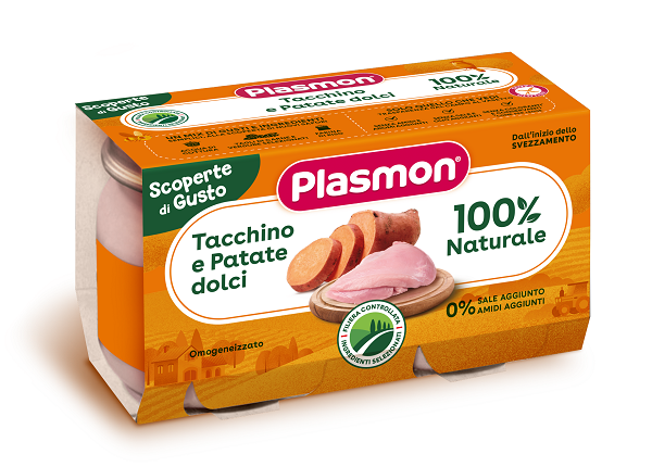 PLASMON OMOGENEIZZATI TACCHINO PATATE DOLCI 2 PEZZI DA 120 G - Farmacia Del Monaco