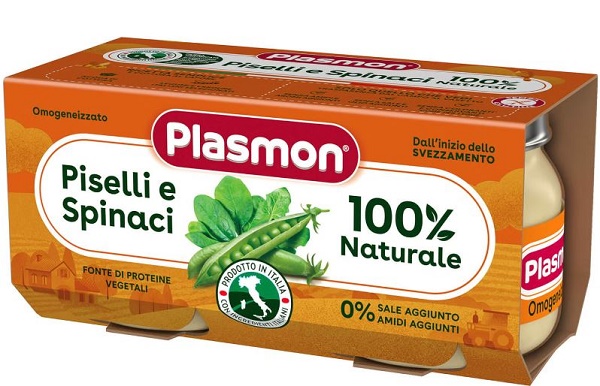 PLASMON OMOGENEIZZATO PISELLI SPINACI 2 PEZZI DA 80 G - Farmacia Del Monaco