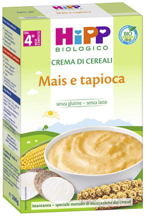 HIPP BIO CREMA CEREALI MAIS/TAPIOCA 200 G - Farmacia Del Monaco