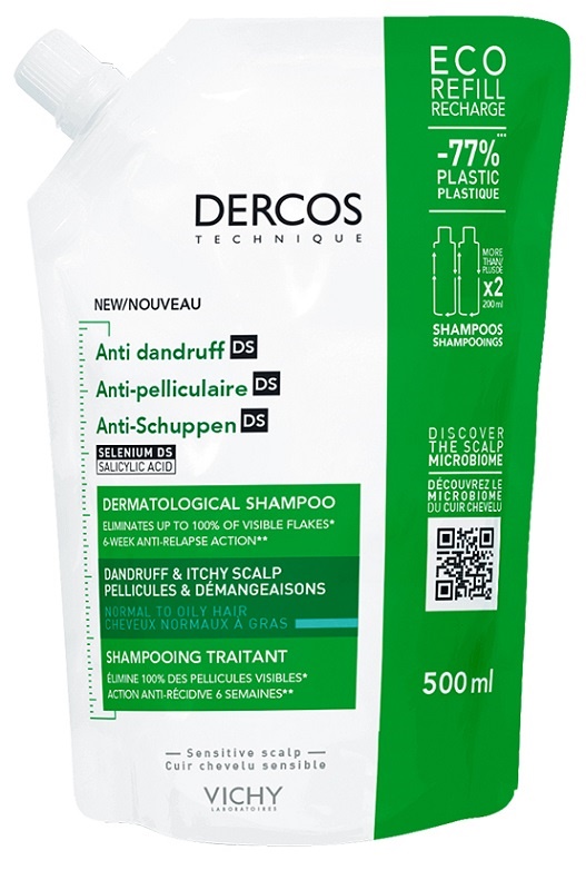 DERCOS ECO RICARICA SHAMPOO ANTI FORFORA 500 ML - Farmacia Del Monaco