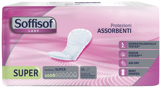 PANNOLONE PER INCONTINENZA SOFFISOF LADY AIR DRY SUPER 15 PEZZI - Farmacia Del Monaco