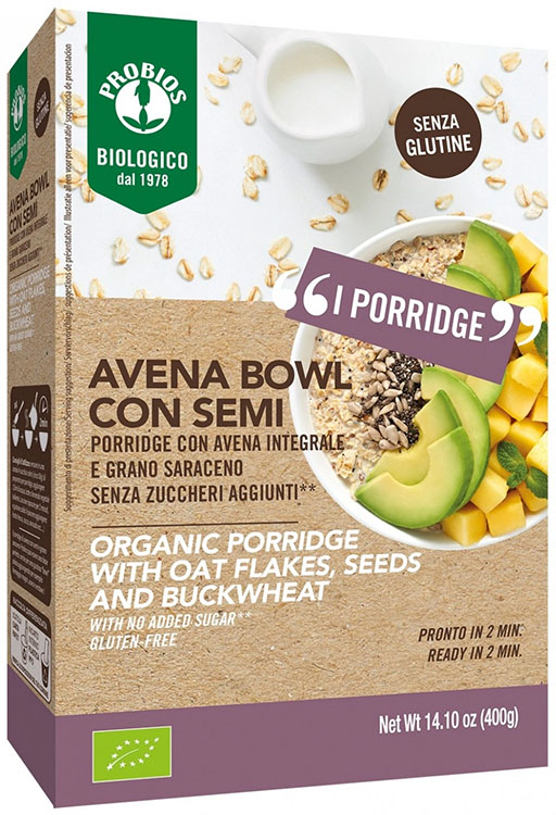 PROBIOS BIO AVENA BOWL SEMI PIU' PORRIDGE CON AVENA INTEGRALE E GRANO SARACENO 400 G - Farmacia Del Monaco