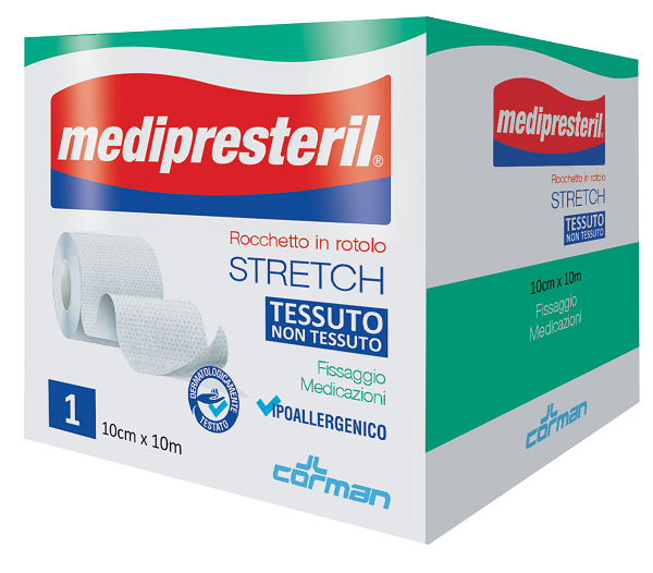 MEDIPRESTERIL ROCCHETTO ROTOLO STRETCH TESSUTO NON TESSUTO 10 CM X 1000 CM - Farmacia Del Monaco
