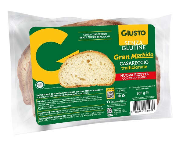 GIUSTO SENZA GLUTINE GRAN MORBIDO PANE CASARECCIO 200 G - Farmacia Del Monaco