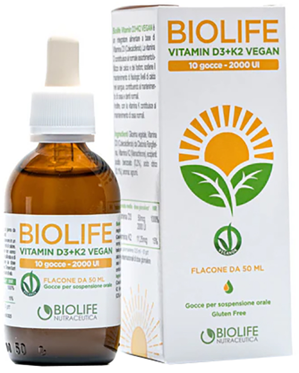 BIOLIFE VITAMIN D3+K2 VEGAN GOCCE 50 ML - Farmacia Del Monaco