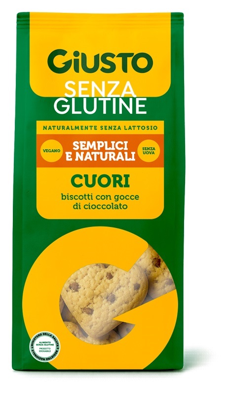 GIUSTO SENZA GLUTINE CUORI FROLLINI CON GOCCE DI CIOCCOLATO 200 G - Farmacia Del Monaco