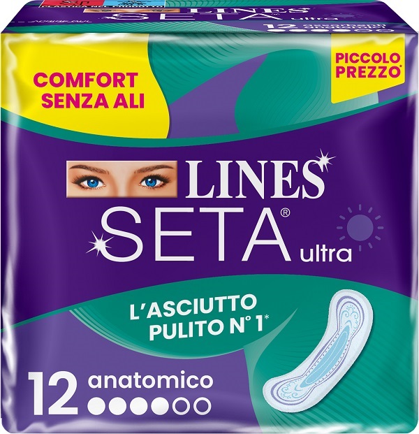 LINES SETA ULTRA ASSORBENTI ANATOMICO DWCT 12 PEZZI - Farmacia Del Monaco