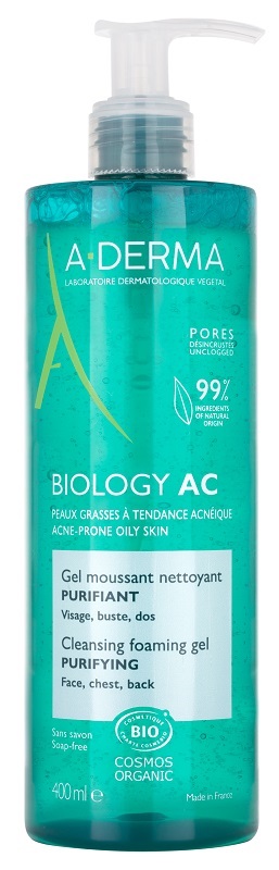 ADERMA BIOLOGY AC GEL DETERGENTE SCHIUMOGENO PURIFICANTE 400 ML - Farmacia Del Monaco
