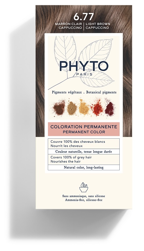 COLOR KIT 6,77 MARRONE CHIARO CAPPUCCINO LATTE RIVELATORE 50 ML + CREMA COLORANTE 50 ML + MASCHERA PROTETTIVA COLORE 12 ML + GUANTI - Farmacia Del Monaco