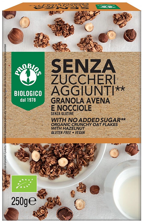 PROBIOS GRANOLA SENZA ZUCCHERI AGGIUNTI AVENA E NOCCIOLA SENZA GLUTINE 250 G - Farmacia Del Monaco