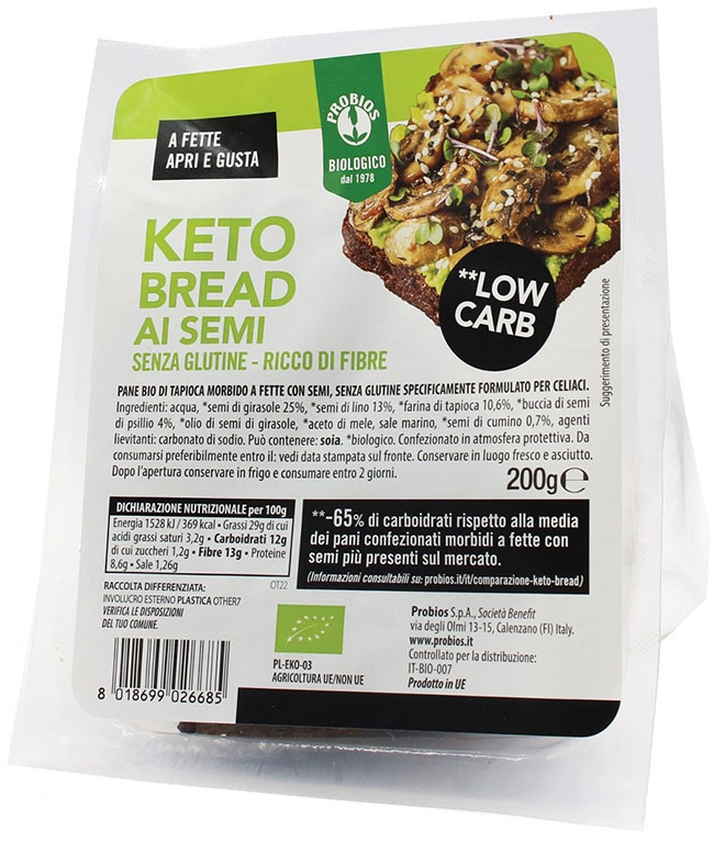 PROBIOS KETO BREAD CON SEMI SENZA GLUTINE 200 G - Farmacia Del Monaco