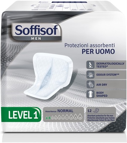 PANNOLONE PER INCONTINENZA SAGOMATO SOFFISOF MEN LEVEL 1 12 PEZZI - Farmacia Del Monaco
