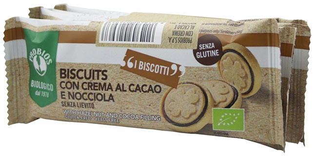 PROBIOS BISCUITS CREMA CACAO NOCCIOLA 4 PEZZI DA 24 G - Farmacia Del Monaco