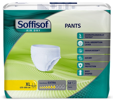PANNOLONE SOFFISOF AIR DRY PANTS EXTRA EXTRA LARGE 12 PEZZI - Farmacia Del Monaco
