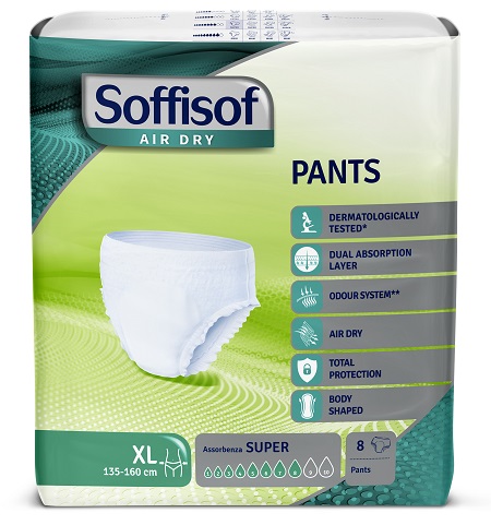 PANNOLONE SOFFISOF AIR DRY PANTS SUPER EXTRALARGE 8 PEZZI - Farmacia Del Monaco
