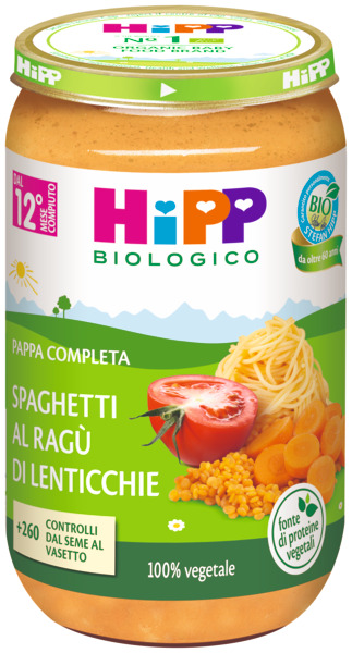 HIPP SPAGHETTI RAGU' DI LENTICCHIE 250 G - Farmacia Del Monaco