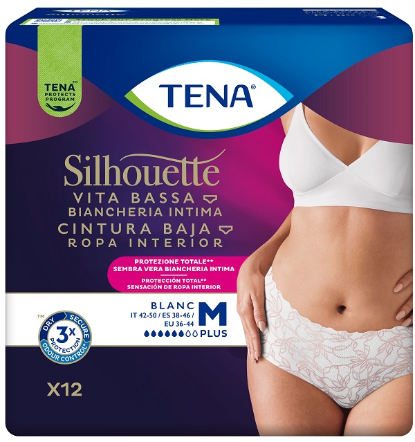 PANNOLONE A MUTANDINA ASSORBENTE TENA SILHOUETTE PLUS WHITE MEDIUM 12 PEZZI - Farmacia Del Monaco