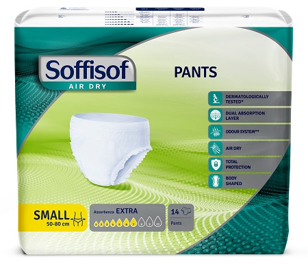 PANNOLONE PER INCONTINENZA SOFFISOF PULL UP AIR DRY SMALL 14 PEZZI - Farmacia Del Monaco