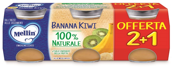 MELLIN OMOGENEIZZATO BANANA KIWI 3 PEZZI DA 100 G - Farmacia Del Monaco
