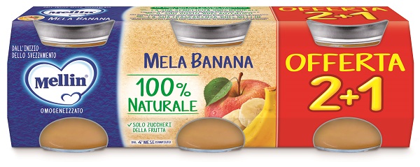 MELLIN OMOGENEIZZATO MELA BANANA 3 PEZZI DA 100 G - Farmacia Del Monaco