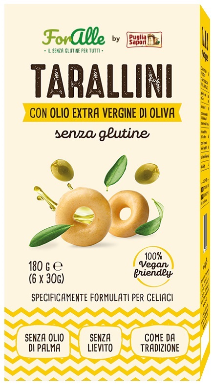 FORALLE TARALLINI SENZA GLUTINE OLIO EXTRA VERGINE D'OLIVA 6 BUSTINE DA 30 G - Farmacia Del Monaco