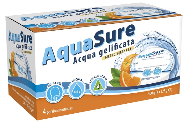 AQUASURE ACQUA GELIFICATA ARANCIA EDULCORATA MULTIPACK 4 PEZZI DA 125 G - Farmacia Del Monaco