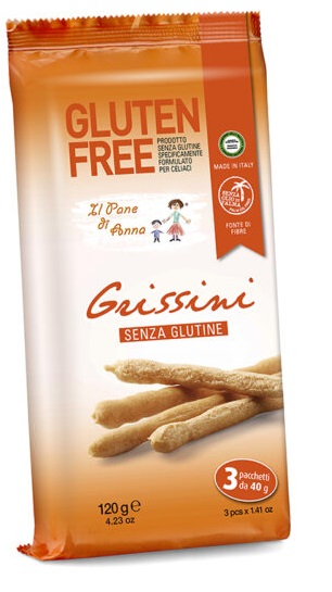 PANE ANNA GRISSINI SENZA GLUTINE E SENZA LATTE 3 PEZZI 40 G - Farmacia Del Monaco