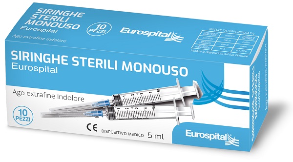 SIRINGA STERILE MONOUSO EUROSPITAL 5 ML 10 PEZZI - Farmacia Del Monaco