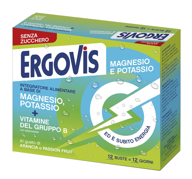 ERGOVIS MG+K VITAMINE B SENZA ZUCCHERO 12 BUSTINE - Farmacia Del Monaco