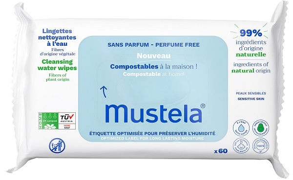 MUSTELA SALVIETTE ACQUA COMPOSTABILI SENZA PROFUMO 60 PEZZI - Farmacia Del Monaco