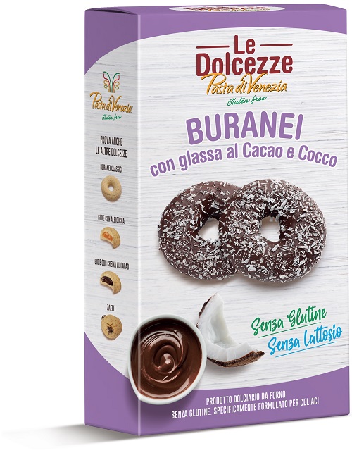 PASTA DI VENEZIA BURANEI CON GLASSA AL CACAO E COCCO 180 G - Farmacia Del Monaco