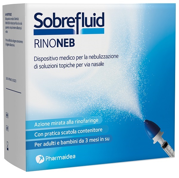 SOBREFLUID RINONEB DISPOSITIVO NEBULIZZATORE + SIRINGA LUER  LOCK DA 50 ML + AGOCANNULA PER PRELIEVO SOLUZIONE - Farmacia Del Monaco