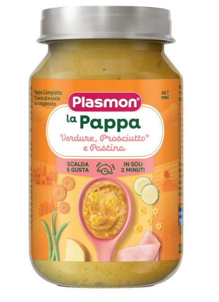 PLASMON LA PAPPA VERDURE PROSCIUTTO E PASTINA 200 G - Farmacia Del Monaco
