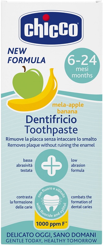 CHICCO DENTIFRICIO 6 MESI+ MELABANANA CON FLUORO 50 ML - Farmacia Del Monaco