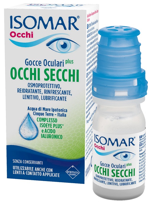 ISOMAR OCCHI SECCHI PLUS GOCCE OCULARI ACIDO IALURONICO 0,25% 10 ML - Farmacia Del Monaco