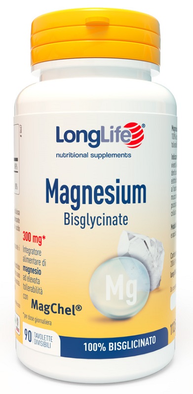 LONGLIFE MAGNESIUM BISGLYCINATE 90 TAVOLETTE DIVISIBILI SENZA GLUTINE - Farmacia Del Monaco