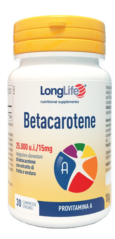 LONGLIFE BETACAROTENE 25000UI 30 COMPRESSE DIVISIBILI SENZA GLUTINE - Farmacia Del Monaco