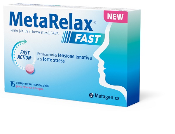 METARELAX FAST 15 COMPRESSE MASTICABILI GUSTO NATURALE DI FRAGOLA SENZA GLUTINE SENZA LATTOSIO CON EDULCORANTI - Farmacia Del Monaco